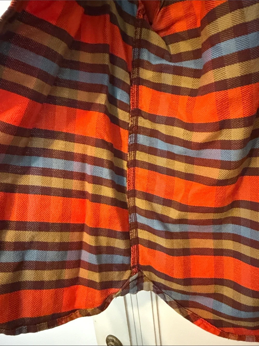 The North Face Men’s Orange and Blue Plaid Button-Down Shirt